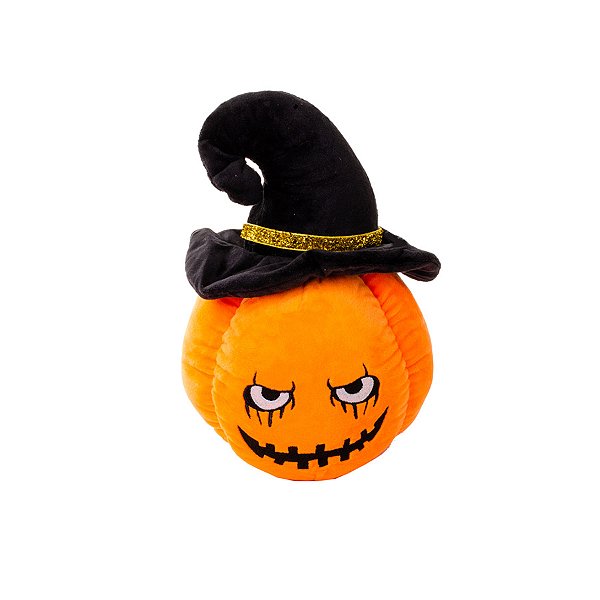 Pelúcia Abóbora Sorrindo com Chapéu 24 cm - Halloween - 1 unidade - Rizzo