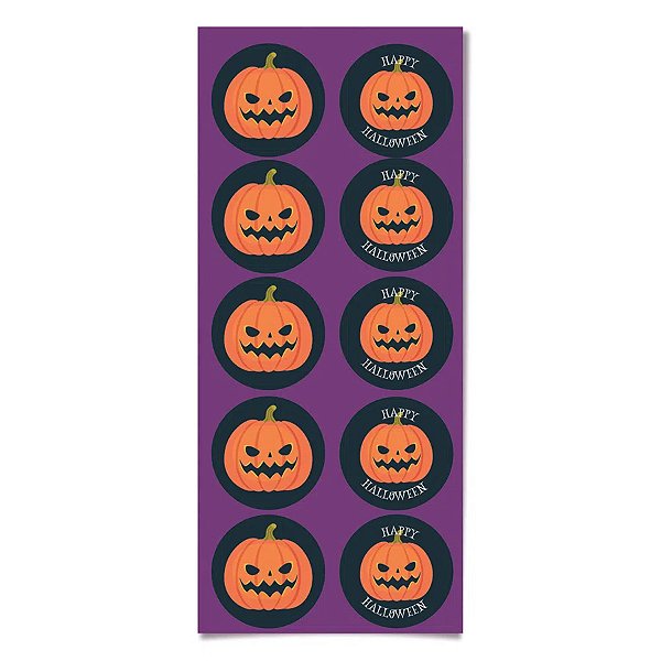 Adesivo Redondo - Abóbora de Halloween - 30 unidades - Cromus - Rizzo