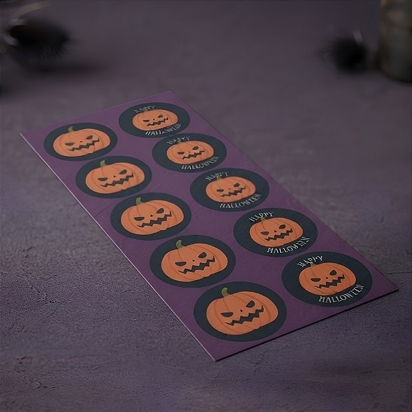 Adesivo Redondo - Abóbora de Halloween - 30 unidades - Cromus - Rizzo