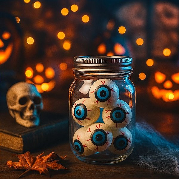 Enfeite Decorativo Halloween - Olhos Azuis - 6 unidades - Rizzo