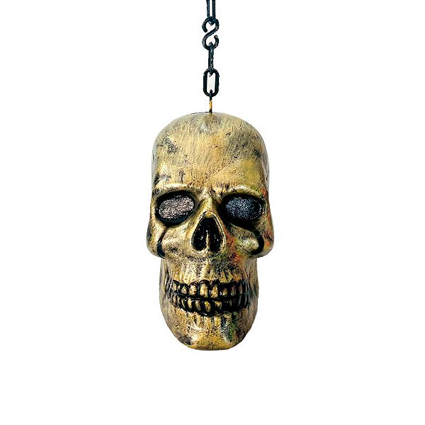 Enfeite Decorativo Halloween - Caveira Corrente Dourada - 1 unidade - Rizzo