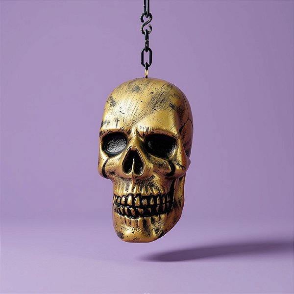Enfeite Decorativo Halloween - Caveira Corrente Dourada - 1 unidade - Rizzo