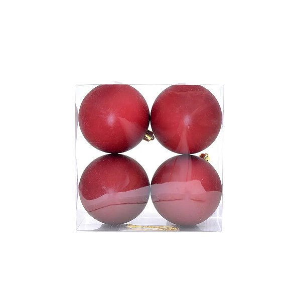 Bola de Natal Lisa - Vinho Matte - 10cm - 4 unidades - Cromus - Rizzo