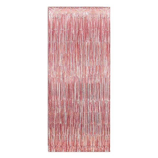Cortina Decorativa Metalizada de Glitter Rose Gold Hológrafico - 1x2m - 1 unidade - Rizzo