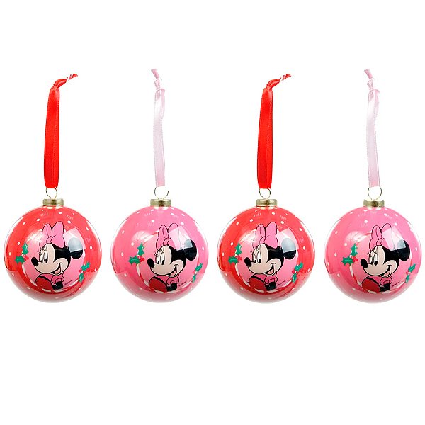 Bola de Natal Disney Original - Minnie - 8cm - 4 unidades - Cromus - Rizzo