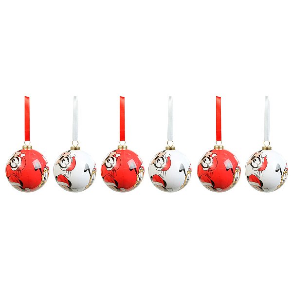 Bola de Natal Disney Original - Mickey, Pluto e Pateta - 6cm - 6 unidades - Cromus - Rizzo
