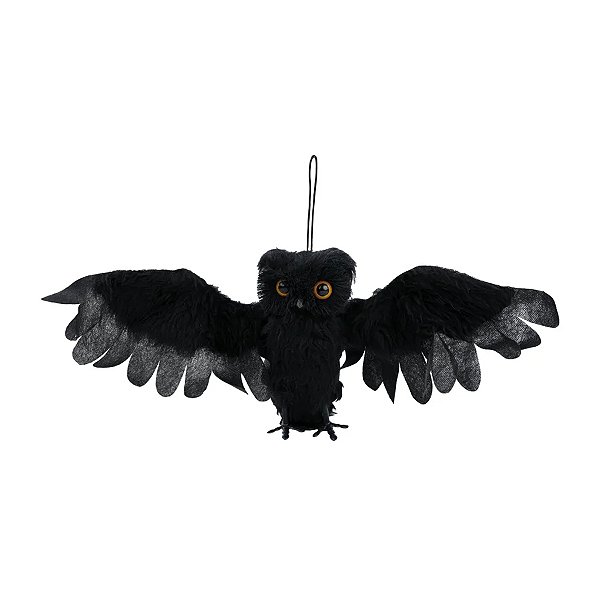 Enfeite Decorativo Halloween - Coruja de Salém - 20cm - Som, Luz e Movimento - 1 unidade - Cromus - Rizzo