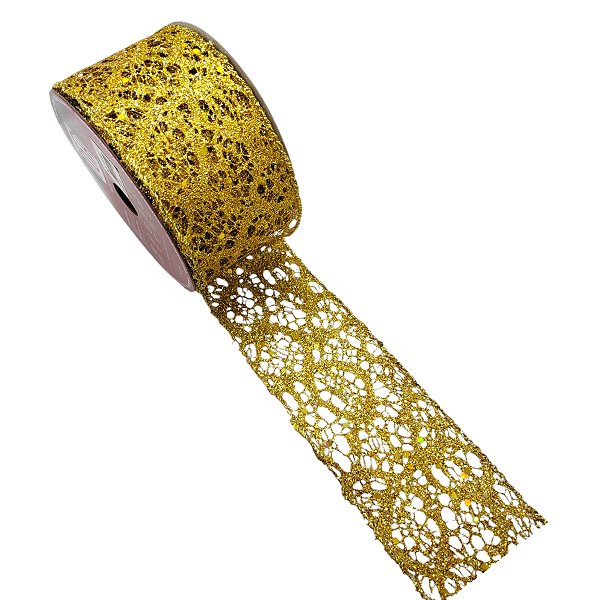 Fita Decorativa - Telada com Glitter Dourado - 6x914cm - 1 unidade - Rizzo