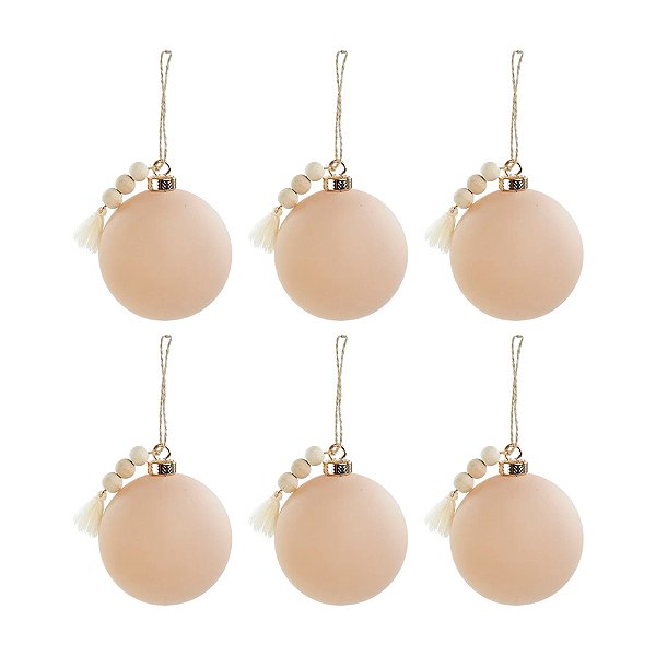 Bola de Natal Lisa - Marrom Claro - 8cm  - 6 unidades - Cromus - Rizzo
