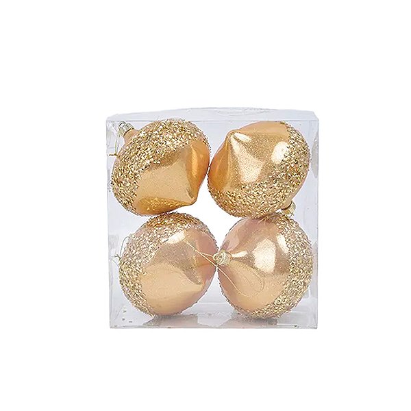 Bolas de Natal Paete - Ouro - 10cm - 4 unidades - Cromus - Rizzo