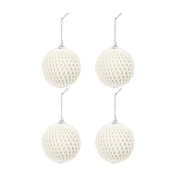 Bolas de Natal Paete - Branco - 10cm - 4 unidades - Cromus - Rizzo