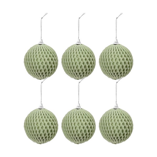 Bolas de Natal Paete - Verde Claro - 8cm - 6 unidades - Cromus - Rizzo