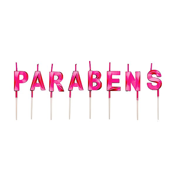 Vela "Parabéns" Rosa - 1 unidade - Rizzo