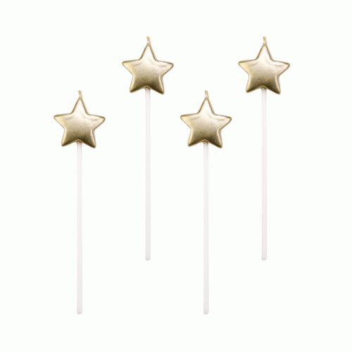 Velas estrelas dourada- 4 unidades - 14 cm - Rizzo