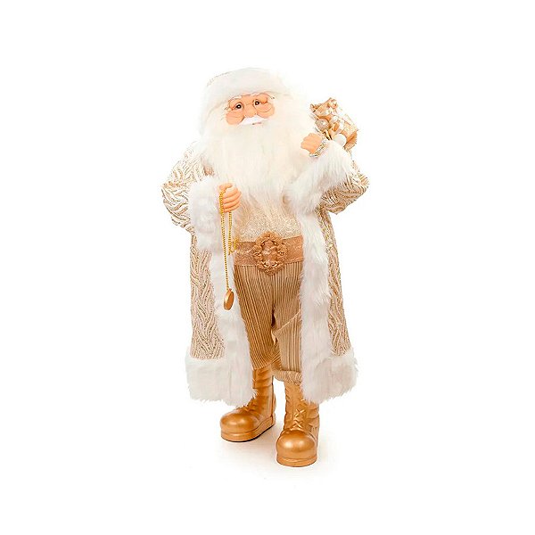 Papai Noel Decorativo Branco e Ouro - 46cm - 1 unidade - Cromus - Rizzo