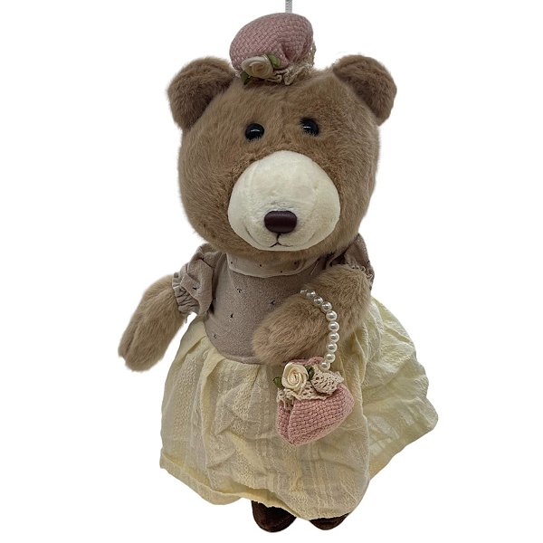 Urso de Pelúcia Retrô - Vestido - 28cm - 1 unidade - Rizzo