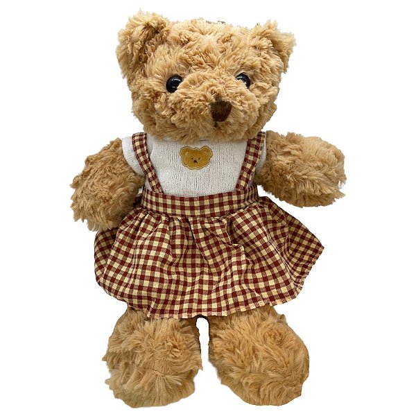 Urso de Pelúcia Vestido Xadrez - 35cm - 1 unidade - Rizzo