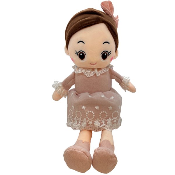 Boneca de Pelúcia com Vestido e Laço - Rosa - 70cm - 1 unidade - Rizzo
