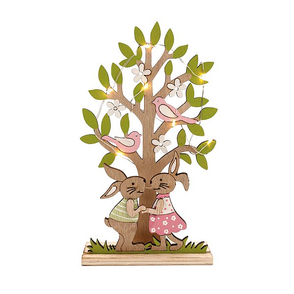 Árvore Decorativa de Madeira com Led - 22cm  - 1 unidade - Cromus - Rizzo
