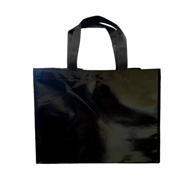 Sacola de Poliester Premium Metalizada com Botão - Preta - 33x25x15cm - 1 unidade - Rizzo