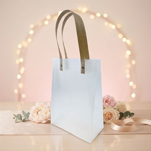 Sacola Transparente Fosca com Alça de Fibra - 21x15x7cm - 1 unidade - Rizzo