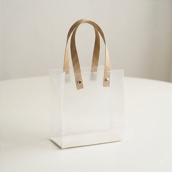 Sacola Transparente Fosca com Alça de Fibra - 15x13x7cm - 1 unidade - Rizzo