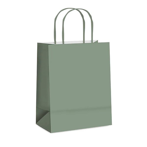 Sacola de Papel G 32x26,5x13cm - Eucalipto - Fundo Largo - 10 unidades - Cromus - Rizzo