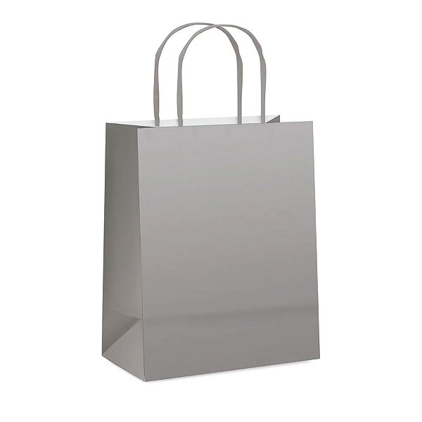 Sacola de Papel G 32x26,5x13 - Prata Fosco - Fundo Largo - 10 unidades - Cromus - Rizzo