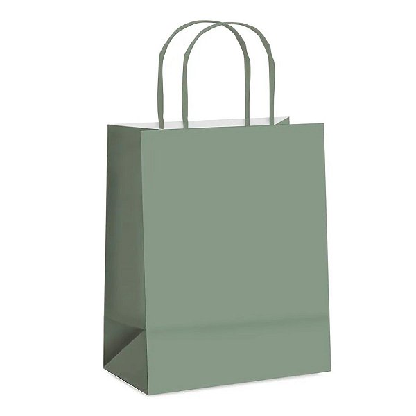 Sacola de Papel M 26x19,5x9,5cm - Eucalipto - Embalagem Econômica - 10 unidades - Cromus - Rizzo