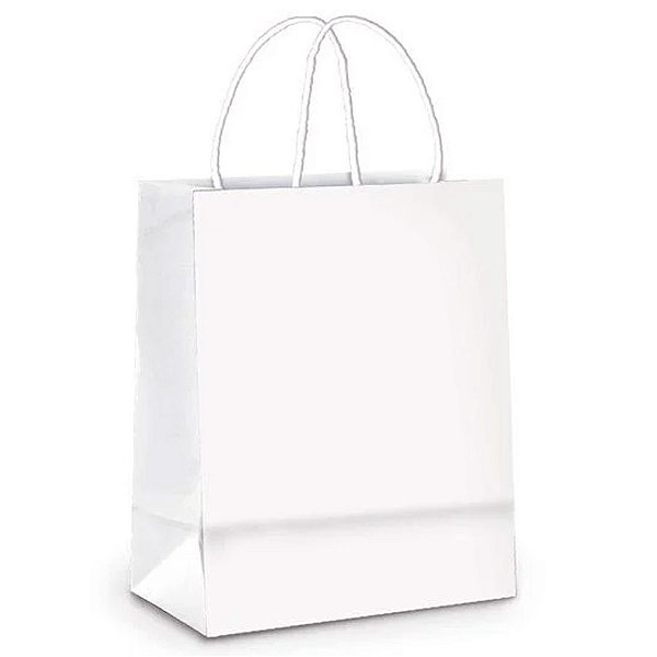 Sacola de Papel G 32x26,5x13cm - Branco - Fundo Largo - 10 unidades - Cromus - Rizzo