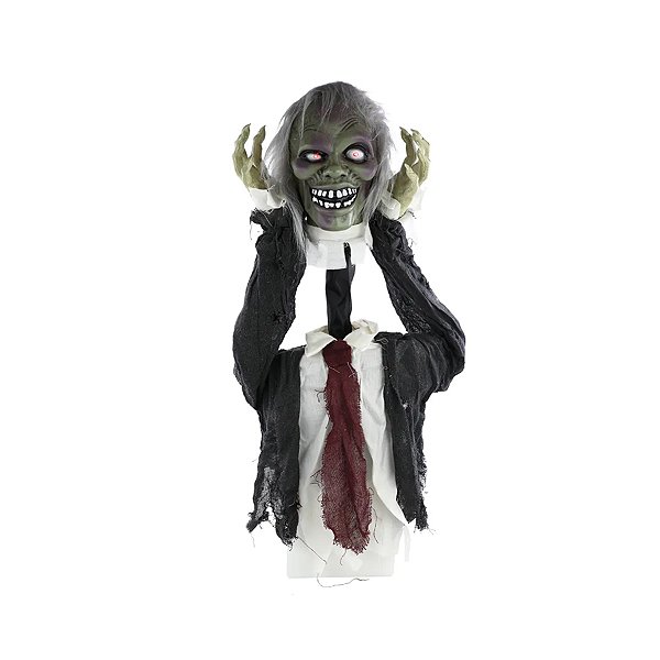 Enfeite Decorativo Halloween - Zumbi Social Ross - 52cm - Som, Luz e Movimento - 1 unidade - Cromus - Rizzo