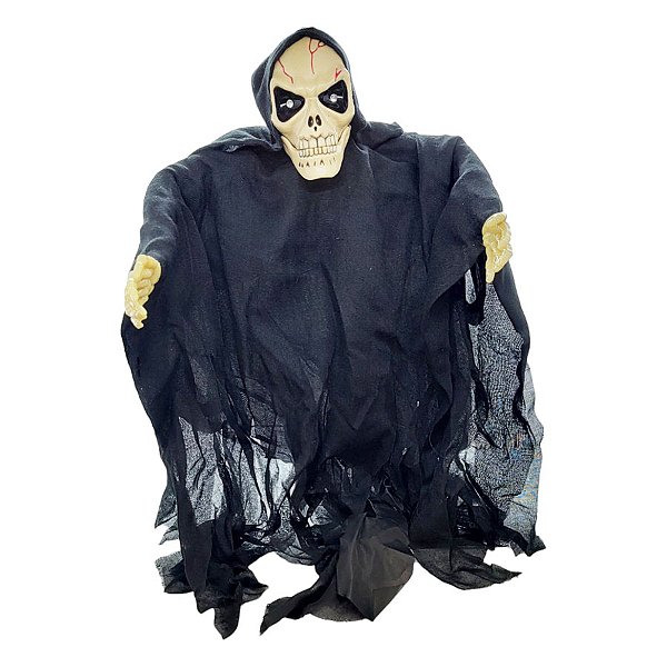 Enfeite de Halloween para Pendurar - Esqueleto com Luz e Som - 47x54cm - 1 unidade - Rizzo
