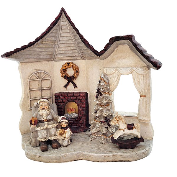 Cenário de Natal - Papai Noel Lareira com Led - 18x15cm - 1 unidade - Rizzo