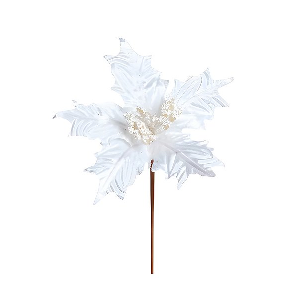 Flor Poinsétia - Branco - 20cm - 1 unidade - Cromus - Rizzo