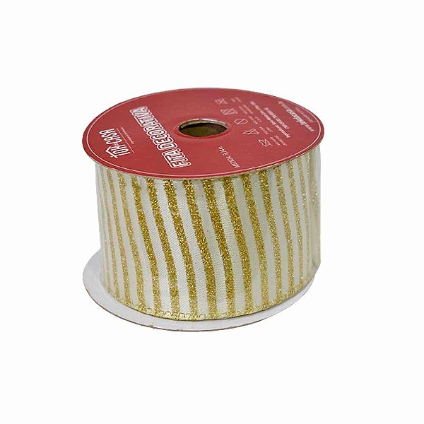 Fita Decorativa - Listras Douradas - 6x914cm - 1 unidade - Rizzo