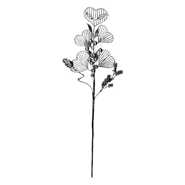 Galho Decorativo - Folhas e Frutinhas Chumbo - 56cm - 1 unidade - Rizzo