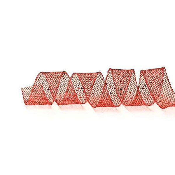 Fita Aramada Tela - Vermelho - 3,8cm x 9,14m  - 1 unidade - Cromus - Rizzo
