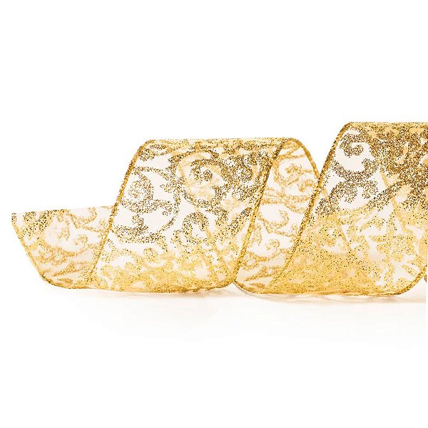 Fita Aramada Voil - Arabesco Ouro - 6,3cm x 9,14m  - 1 unidade - Cromus - Rizzo
