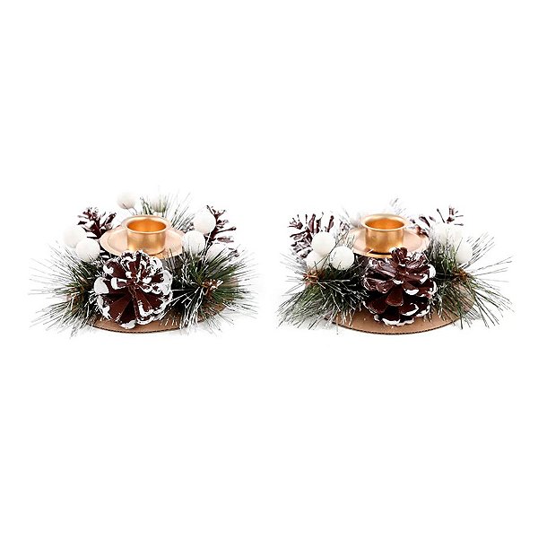 Porta Vela - Pinhas e Frutas Branco - 12cm - 2 unidades - Cromus - Rizzo