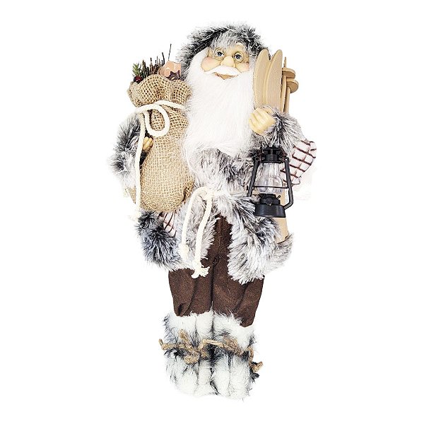 Enfeite de Natal - Papai Noel Esquiador com Saco de Presentes - 44x22x22cm - 1 unidade - Rizzo