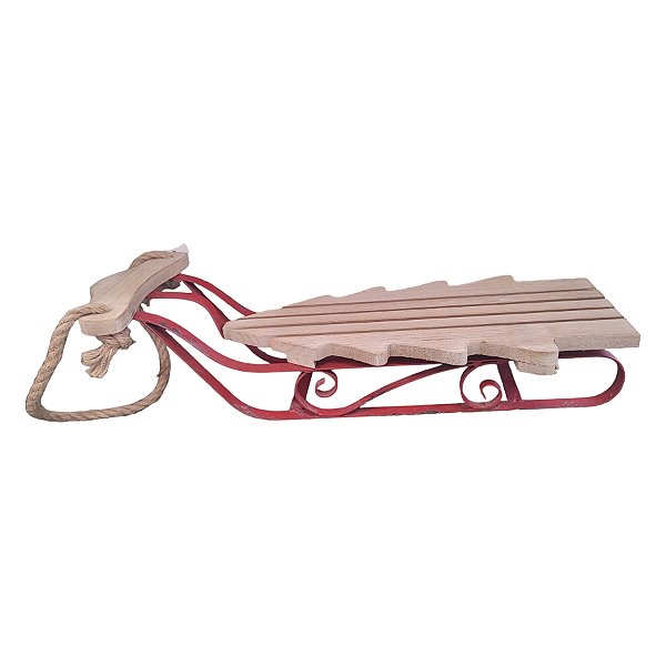 Enfeite Decorativo de Natal - Trenó de Ferro e Madeira - 53x17cm - 1 unidade - Rizzo