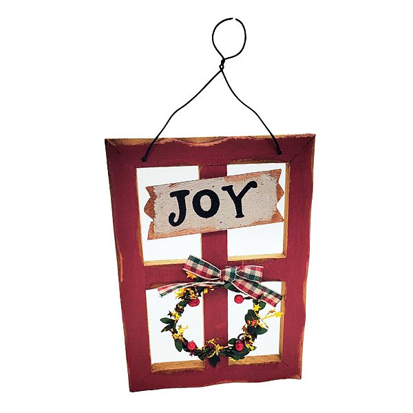 Enfeite de Pendurar de Natal - Mini Janela "Joy" de Pendurar - 11x15,5cm - 1 unidade - Rizzo