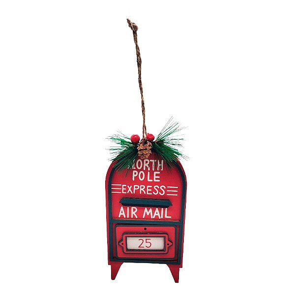 Mini Enfeite de Pendurar de Natal - Caixa de Correios de Pendurar - 8x11cm - 1 unidade - Rizzo
