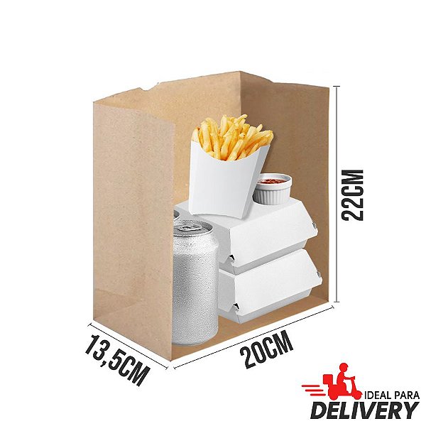 Saco Delivery Kraft - 22x13,5x20cm - 10 unidades - Ref 5782 - WMA