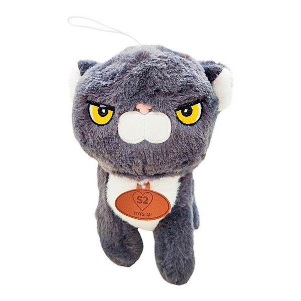 Gato Cinza de Pelúcia - 22cm - 1 unidade - Rizzo