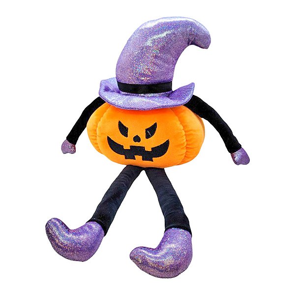 Abóbora com Chapéu Roxo de Pelúcia - 42cm - 1 unidade - Rizzo