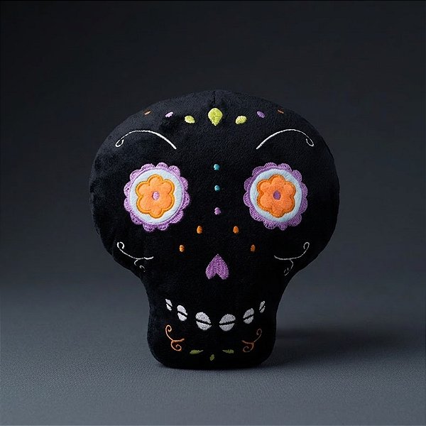 Caveira Mexicana Preta de Pelúcia - 18cm - 1 unidade - Rizzo