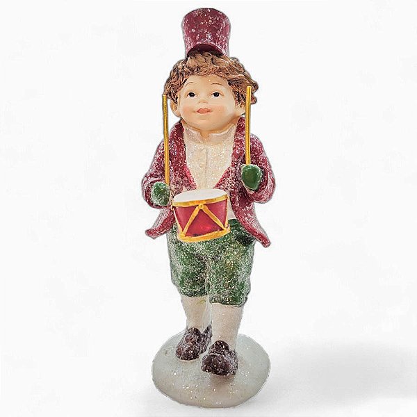 Enfeite de Natal de Resina - Menino e Tambor - 18cm - 1 unidade - Rizzo