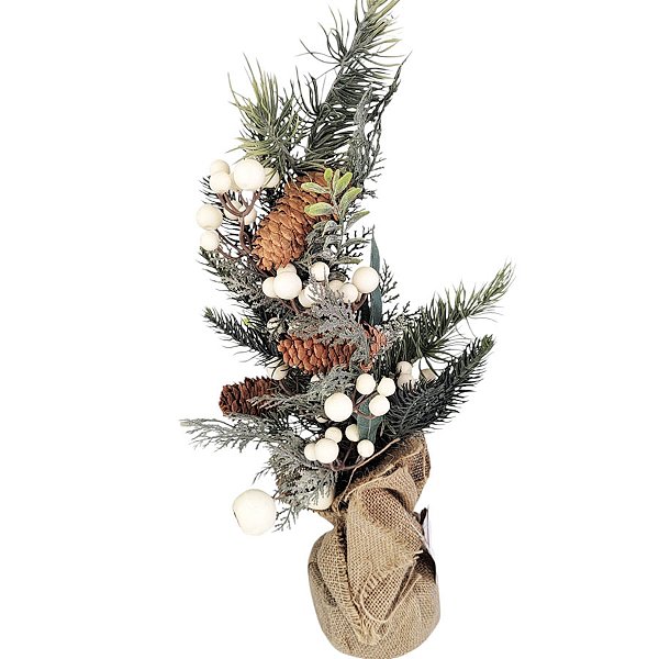 Mini Árvore de Natal - Pinhas e Frutinhas Brancas - 50cm - 1 unidade - Rizzo