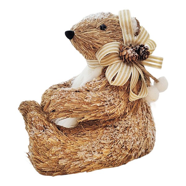 Enfeite de Natal - Urso de Palha Sentado - 20,5x18x15cm - 1 unidade - Rizzo